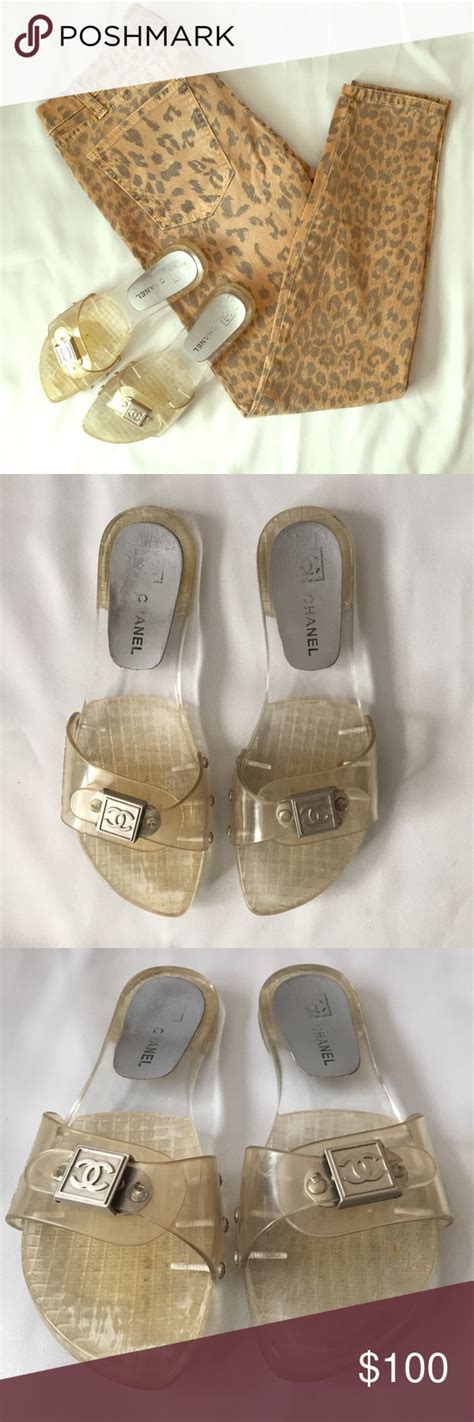 chanel perspex slides|authentic chanel sandals.